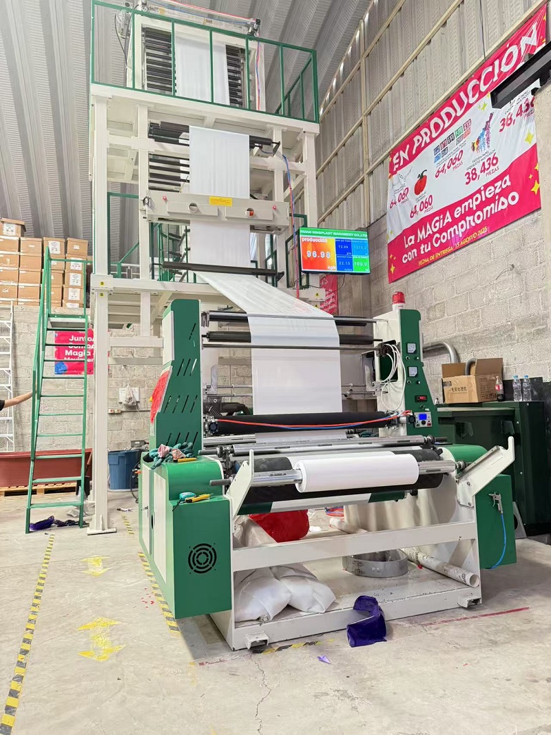 High speed Mono layer film blowing machine testing video from Mexico customer